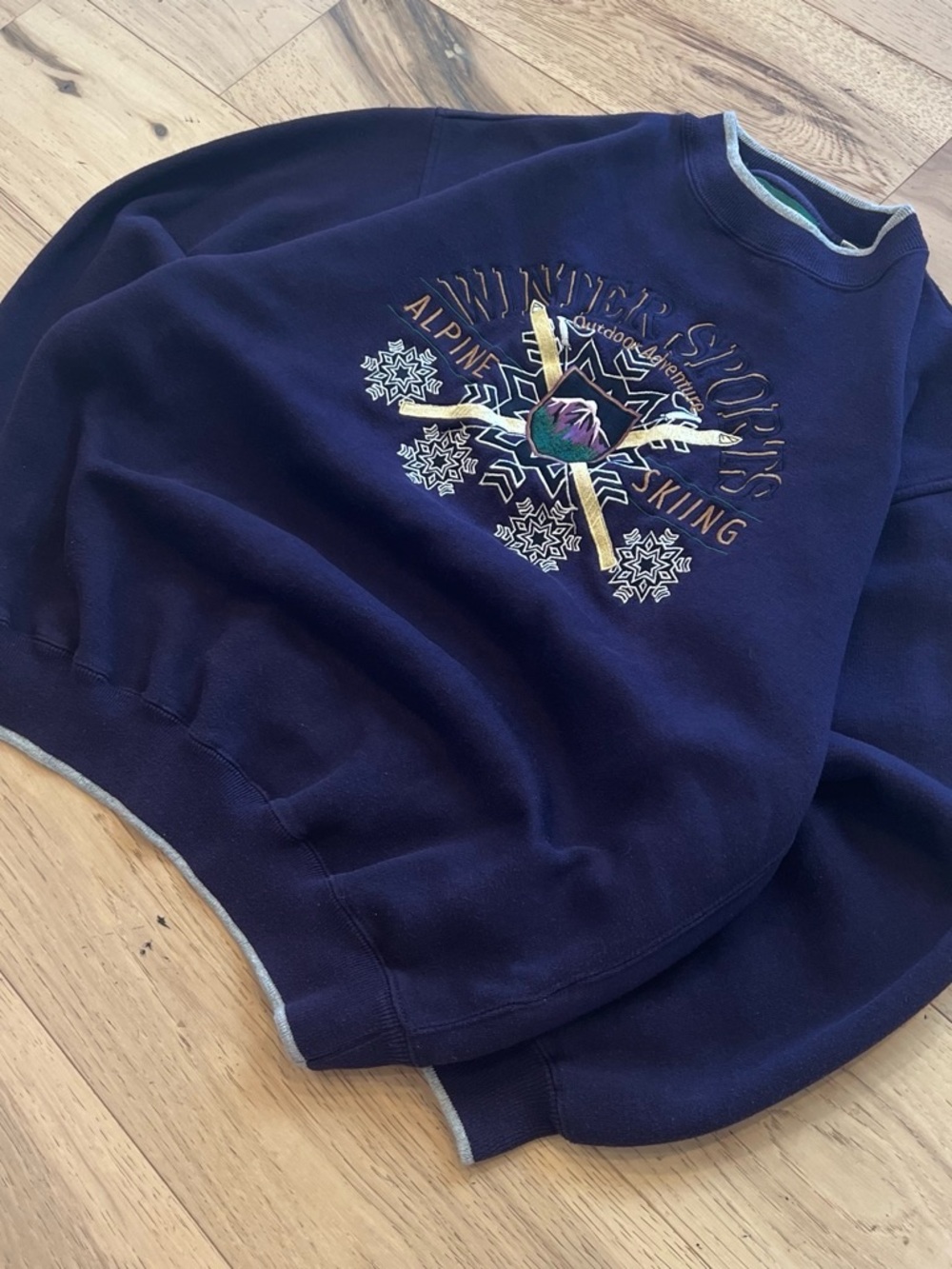 vintage 90s grail purple embroidered alpine skiing sweater